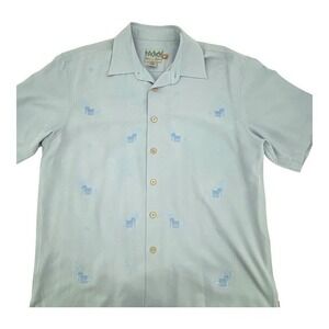 Quiksilver Premium Edition Silk Short Sleeve Gray Hawaiian‎ Shirt Palms Size M